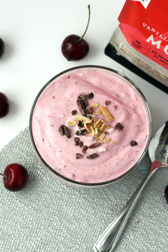 Chocolate Cherry Protein Parfait (made with yogurt)