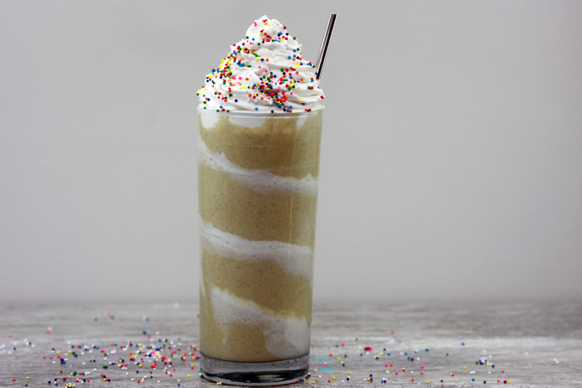 Birthday No Cake Protein Shake It's your birthday, or not, either way this delicious vegan and gluten free birthday cake protein smoothie will is all fun and shhh healthy! Happy Birthday, un-birthday, to you! 