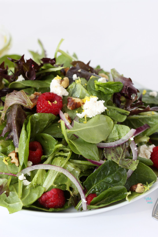 Raspberry Ricotta Salad with Lemon Vinaigrette (vegan)