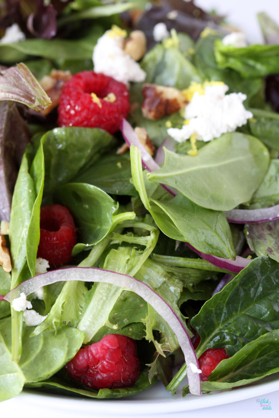 Raspberry Ricotta Salad with Lemon Vinaigrette (vegan)