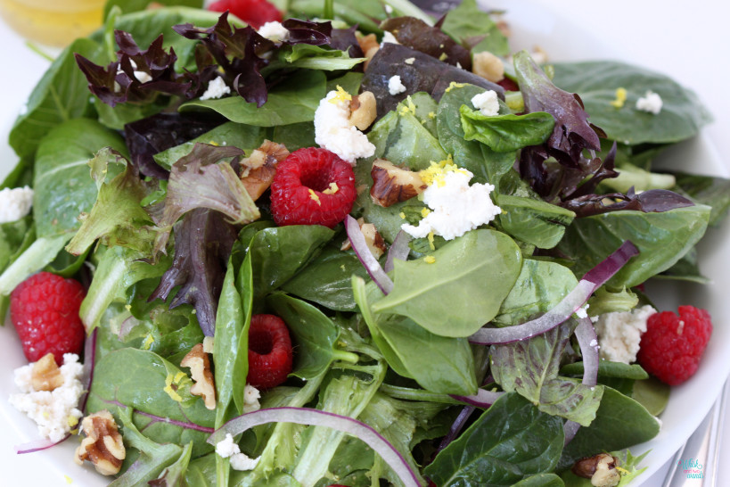 Raspberry Ricotta Salad with Lemon Vinaigrette (vegan)