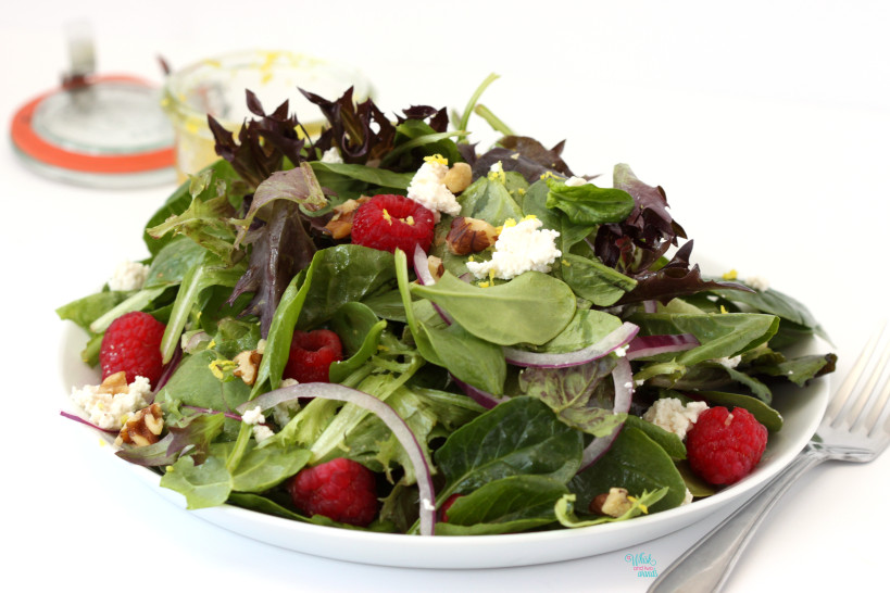 Raspberry Ricotta Salad with Lemon Vinaigrette (vegan)