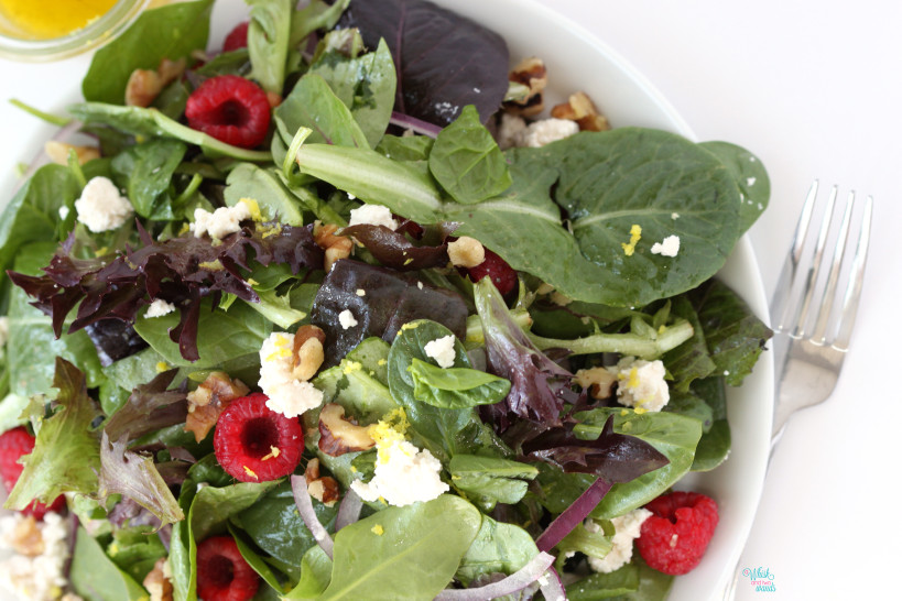 Raspberry Ricotta Salad with Lemon Vinaigrette (vegan)