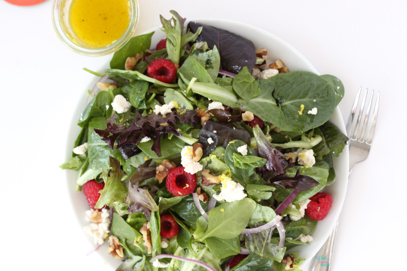 Raspberry Ricotta Salad with Lemon Vinaigrette (vegan)