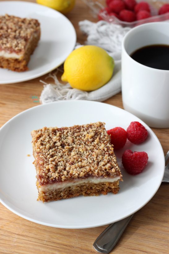 Lemon Raspberry Coffee Cake (vegan and gluten free)