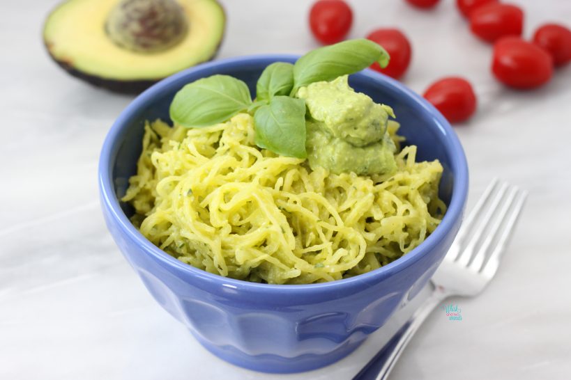 Avocado Pesto Spaghetti Squash (gluten free, vegan, paleo)