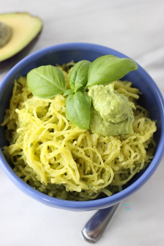 Avocado Pesto Spaghetti Squash (gluten free, vegan, paleo)