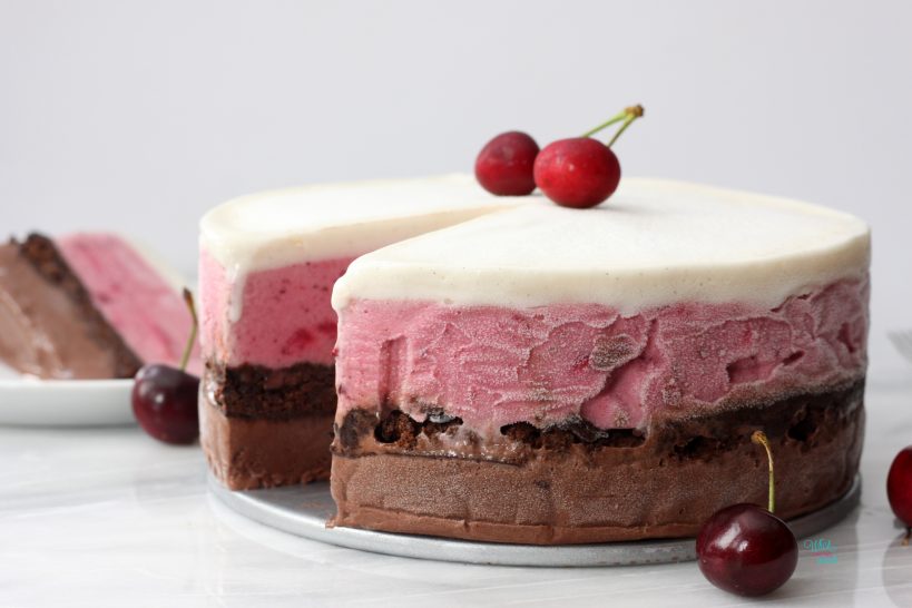 Black Forest (Chocolate Cherry Brownie) Ice Cream Cake (vegan and gluten free friendly)