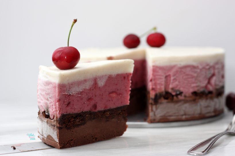 Black Forest (Chocolate Cherry Brownie) Ice Cream Cake (vegan and gluten free friendly)