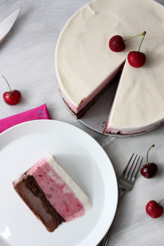 Black Forest (Chocolate Cherry Brownie) Ice Cream Cake (vegan and gluten free friendly)