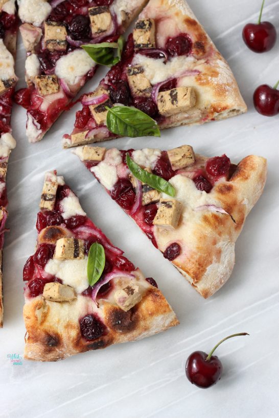 Cherry Chicken Pizza (vegan)