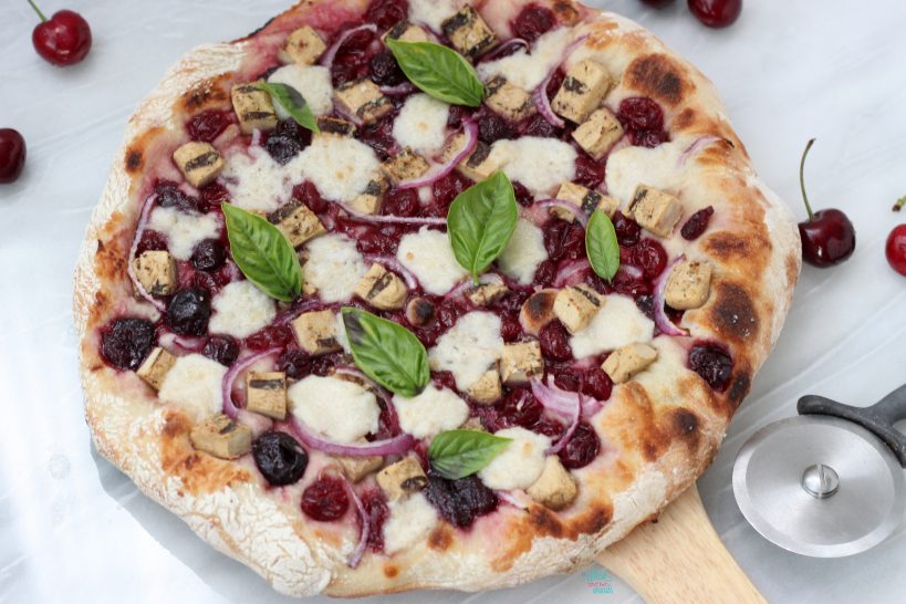 Cherry Chicken Pizza (vegan)