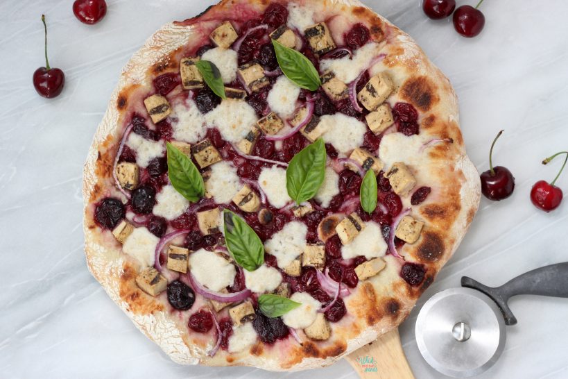 Cherry Chicken Pizza (vegan)