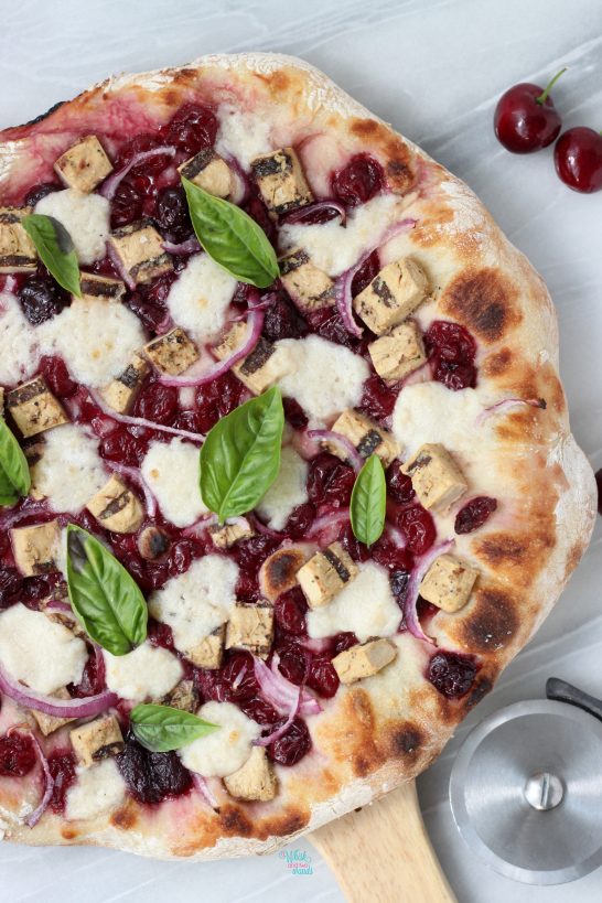 Cherry Chicken Pizza (vegan)