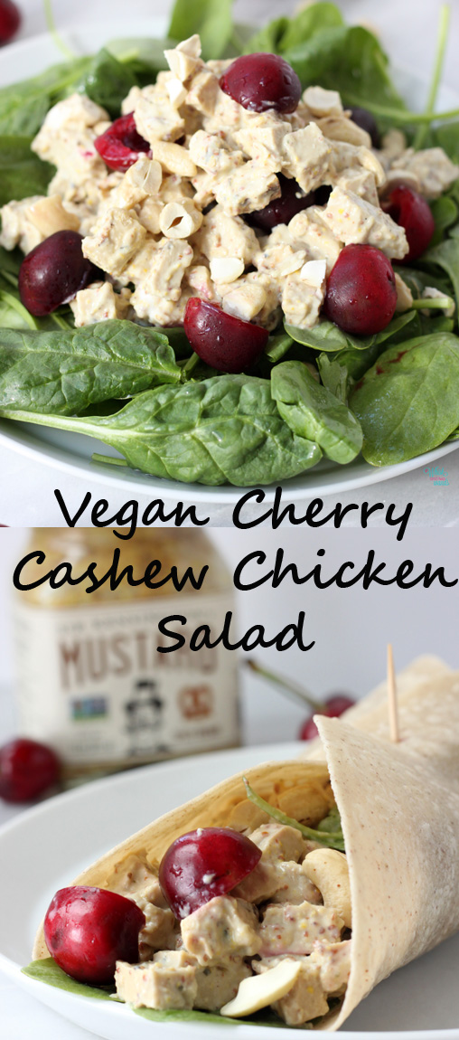 Quick and easy protein packed Vegan Cherry Chicken Salad. 