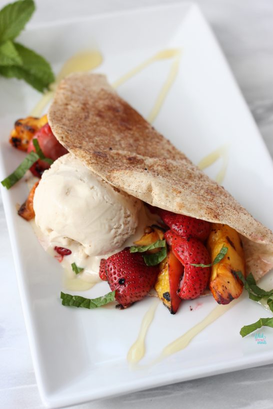 Grilled Fruit Dessert Tacos (dairy free, vegan, gluten free friendly)