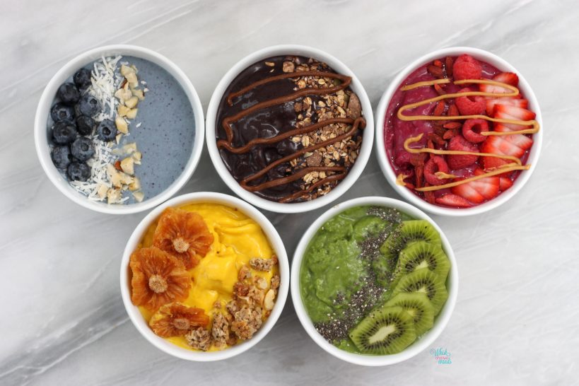 Olympic Smoothie Bowls, with toppings