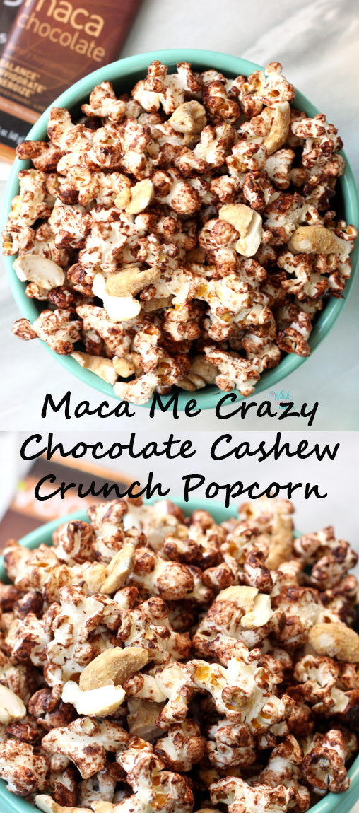 Popcorn, chocolate, cashews, with a superfood boost! Quick and easy this vegan and gluten free snack will get your next movie night poppin!