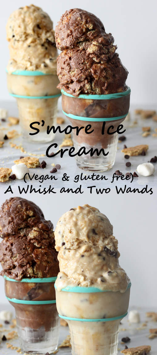 Delicious S'more Ice Cream that's vegan, gluten free, and easy to make (no machine required)! 