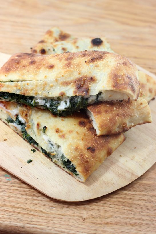 Spinach Garlic Stuffed Pizza (vegan, dairy free)