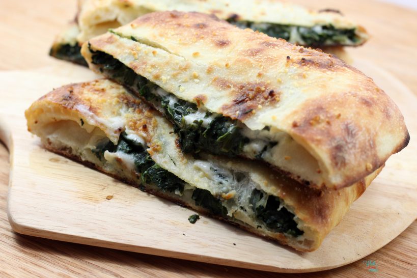 Spinach Garlic Stuffed Pizza (vegan, dairy free)