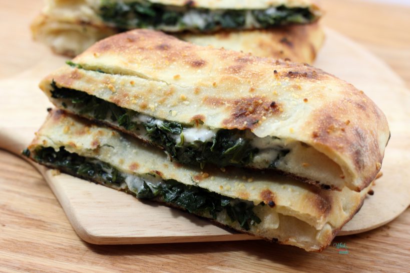 Spinach Garlic Stuffed Pizza (vegan, dairy free)