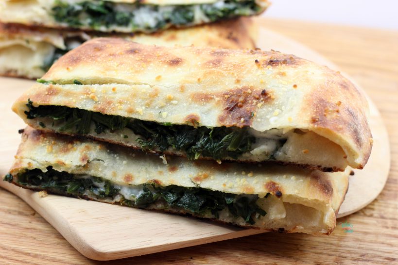 Spinach Garlic Stuffed Pizza (vegan, dairy free)