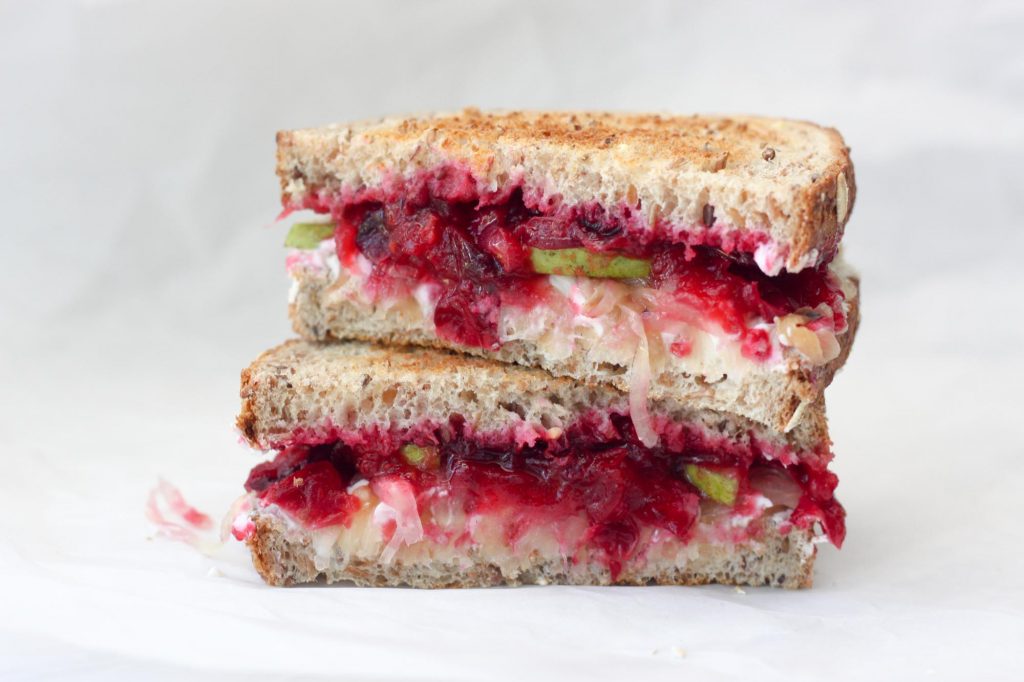 Cranberry Pear Grilled Cheese Sandwich (vegan)