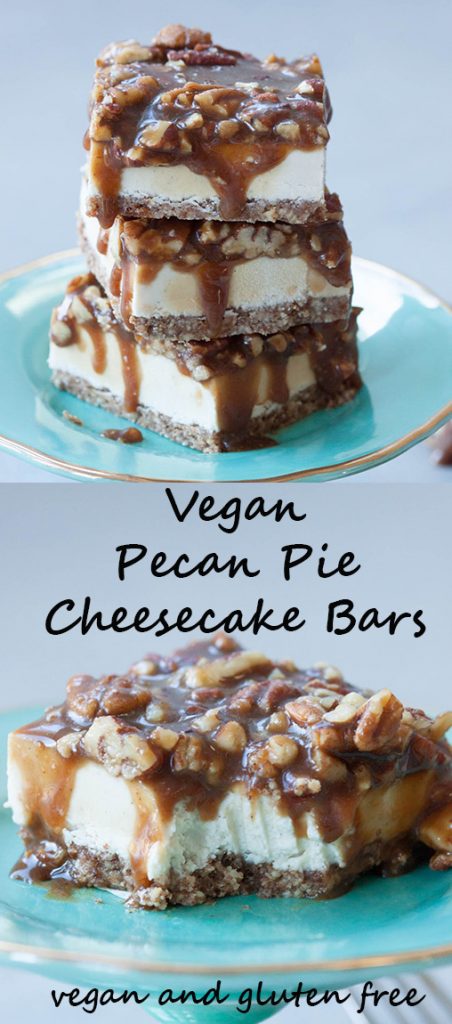 A delicious twist on a classic fav these Vegan Pecan Pie Cheesecake Bars are perfect for the holidays! 