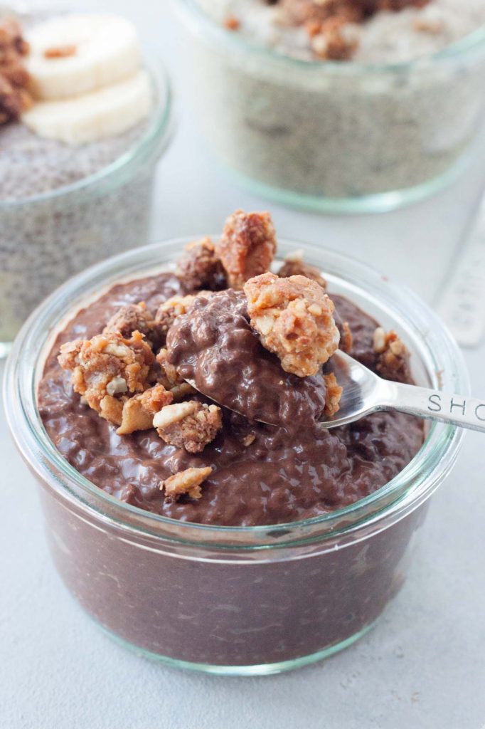 Salted Peanut Chocolate Cluster Chia Puddings, A Whisk and Two Wands