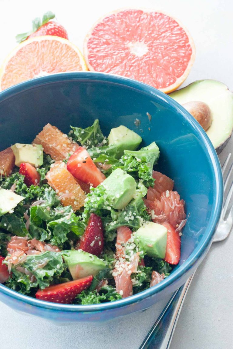 Citrus Strawberry Avocado Kale Salad