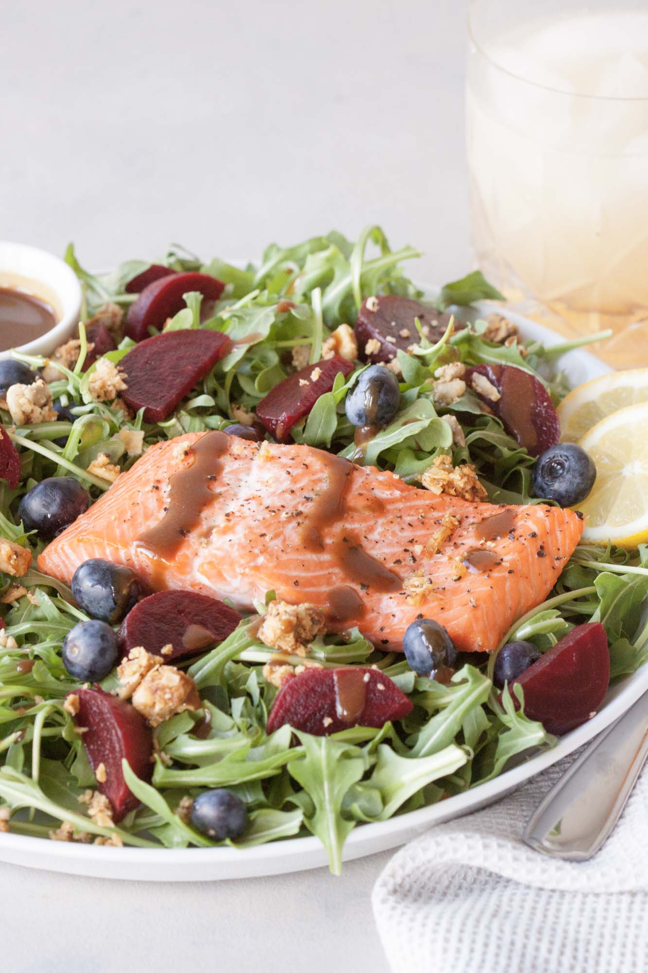 Beet and Berry Salad with Salmon