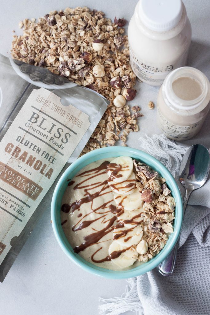 Banana Cream and Nana Latte Chocolate Hazelnut Smoothie Bowl, A Whisk and Two Wands