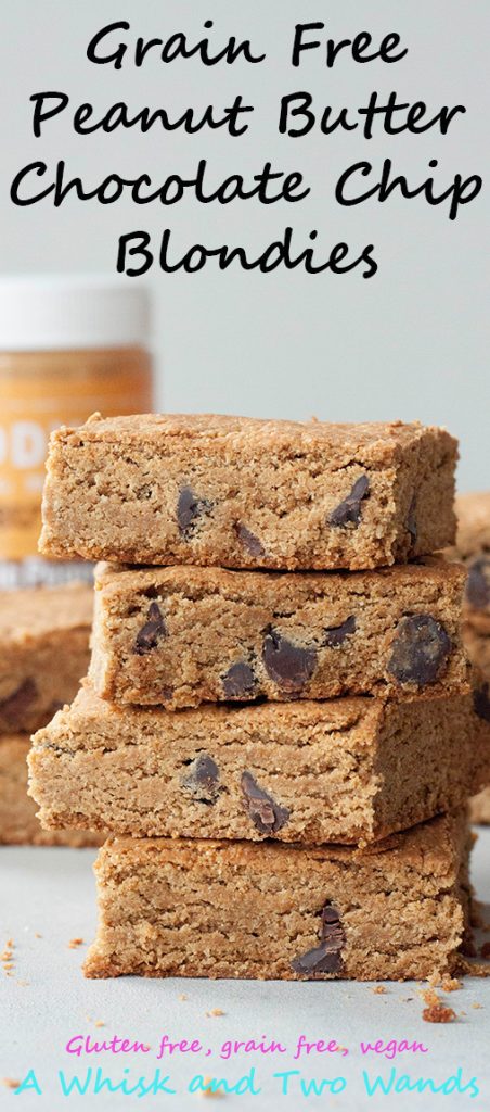 A Whisk and Two Wands Grain Free Peanut Butter Chocolate Chip Blondies, vegan