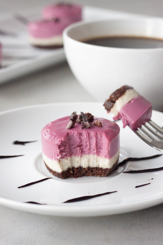 A Whisk and Two Wands, Mini Vegan Beet Cacao Cheesecakes