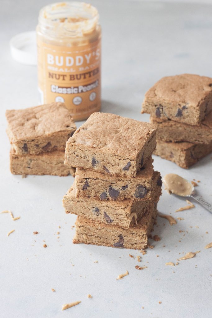 A Whisk and Two Wands Grain Free Peanut Butter Chocolate Chip Blondies, vegan