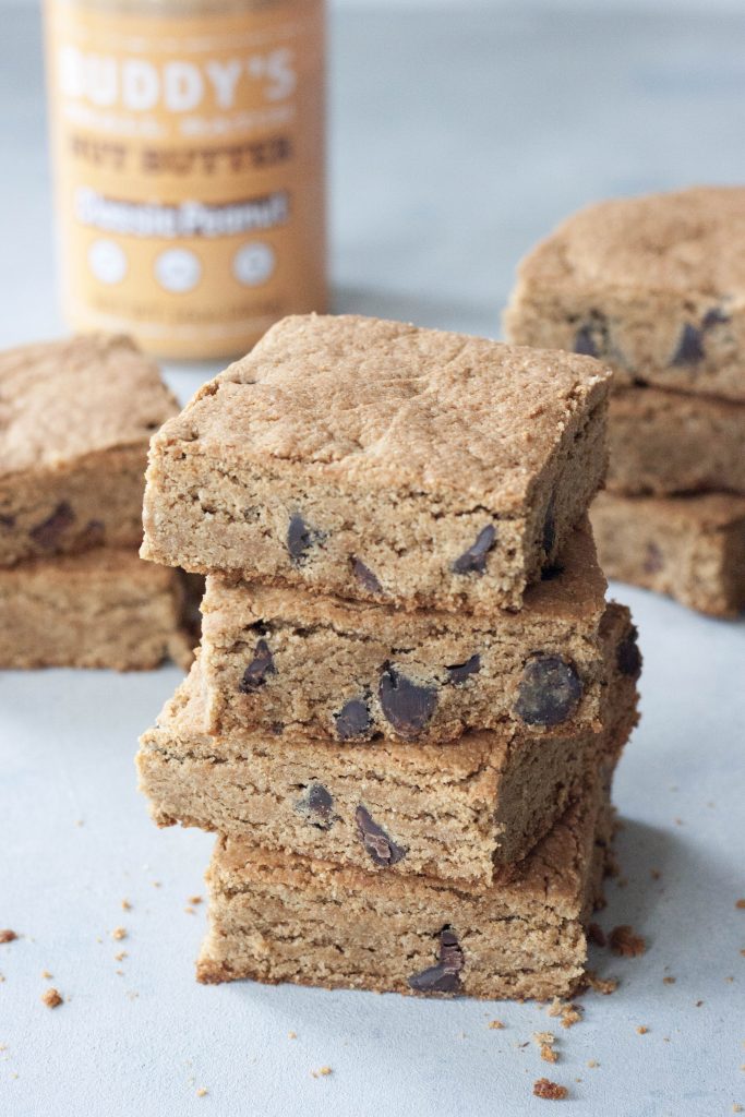 A Whisk and Two Wands Grain Free Peanut Butter Chocolate Chip Blondies, vegan