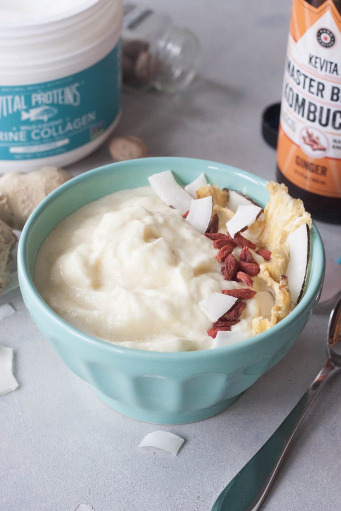 Ginger Kombucha Pineapple Smoothie Bowl, A Whisk and Two Wands