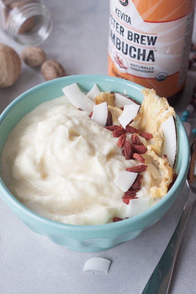 Ginger Kombucha Pineapple Smoothie Bowl, A Whisk and Two Wands