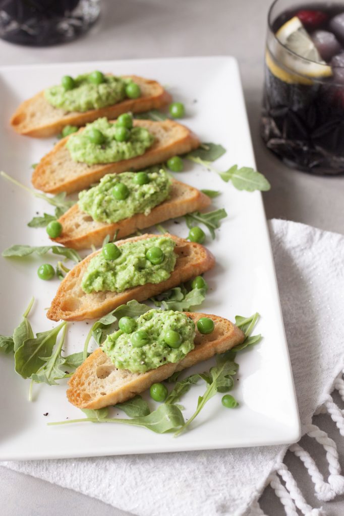 Crostini with Fresh Pea Pesto , A Whisk and Two Wands