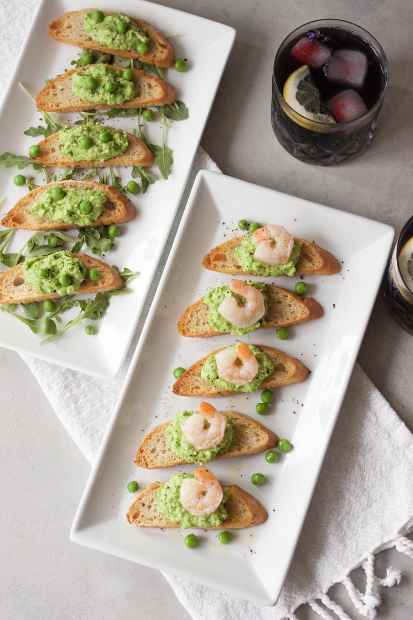 Crostini with Fresh Pea Pesto - A Whisk and Two Wands