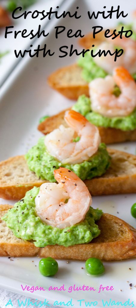 Crostini with Fresh Pea Pesto, A Whisk and Two Wands