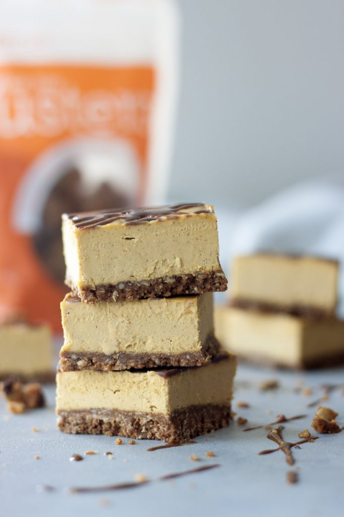 Salted Peanut Butter Chocolate Pumpkin Cheesecake Bars