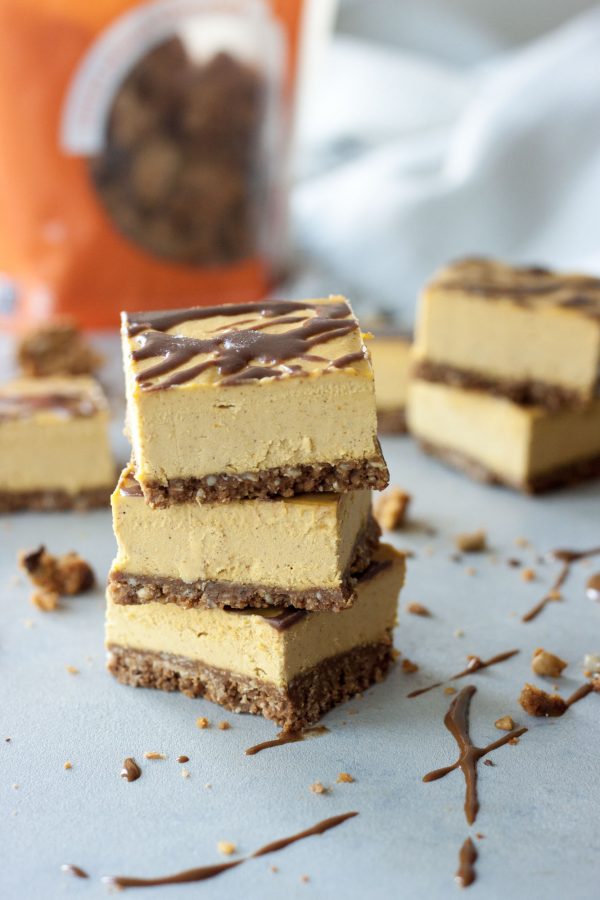 Salted Peanut Butter Chocolate Pumpkin Cheesecake Bars