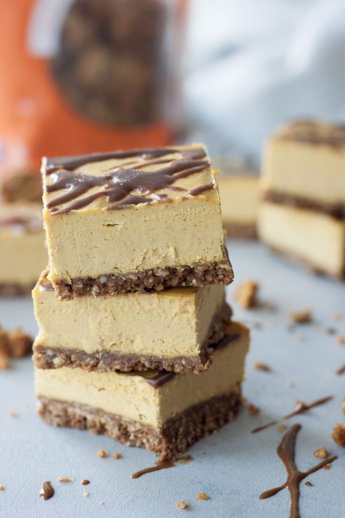 Salted Peanut Butter Chocolate Pumpkin Cheesecake Bars