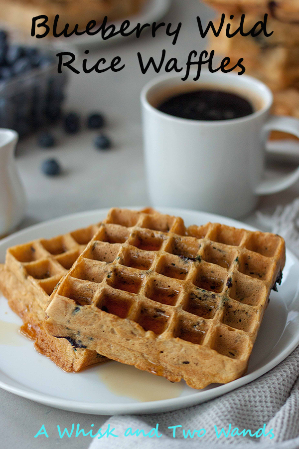 Blueberry Wild Rice Waffles Maple Syrup Coffee