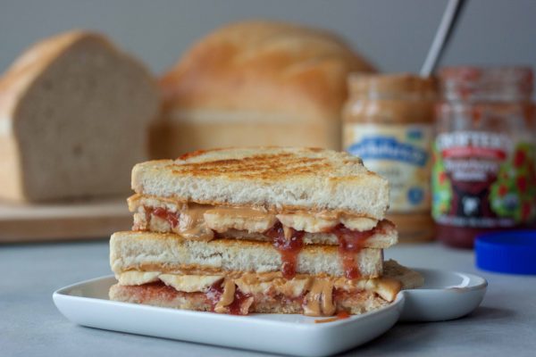 Grilled Peanut Butter Jam Banana Sandwich