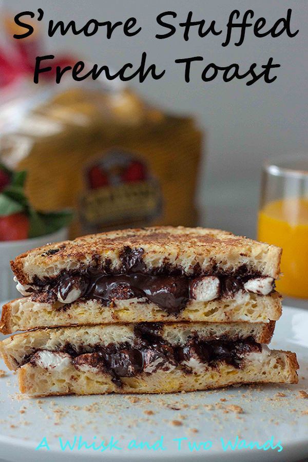 A morning that starts with gluten free S'more Stuffed French Toast is going to be a good day! Easy to make it's a real treat with healthier options and alternatives. Vegan friendly.