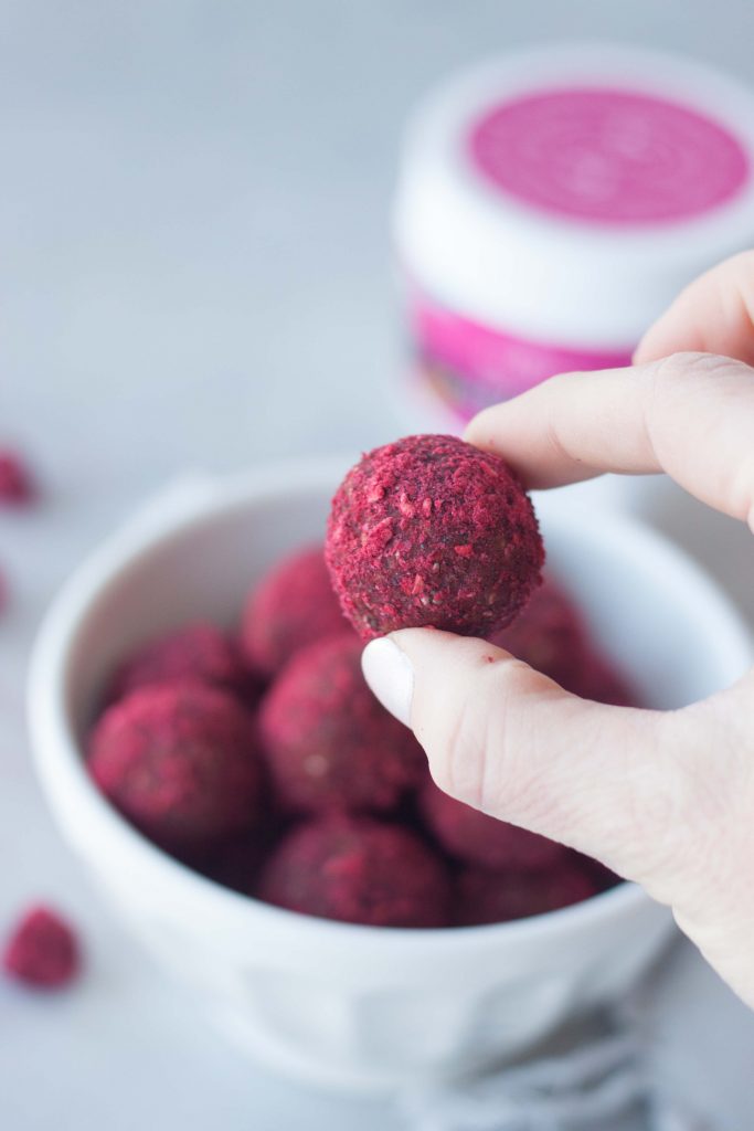 Hand holding Chocolate Berry Beauty Bite