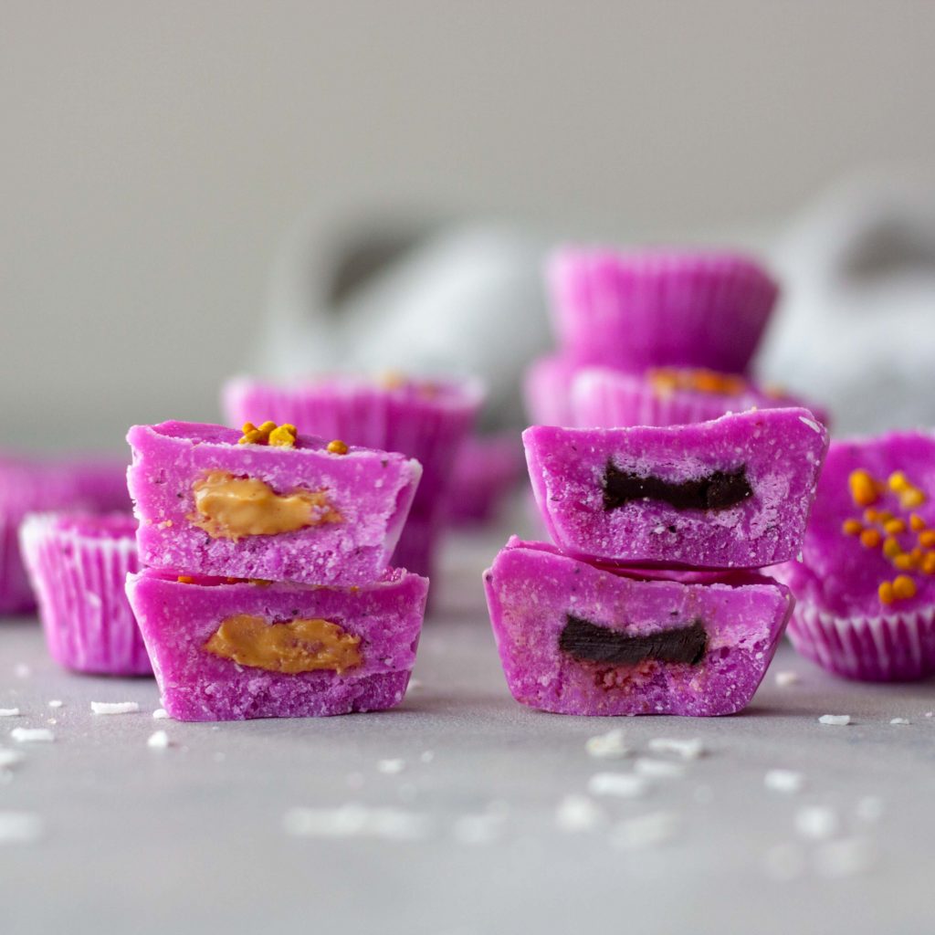 Pink Pitaya Coconut Peanut Butter Cups